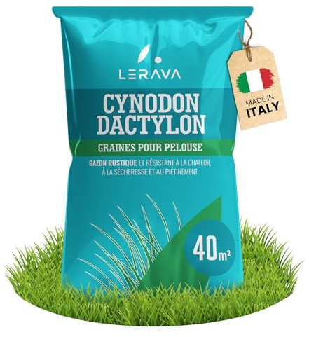 LERAVA Semi Gramigna per Prato (400 g) - Copertura 40 m² - Semi gramignone resistenti alla siccità - Ideali per prati mediterranei e costieri - Consumo d’acqua 20% ridotto