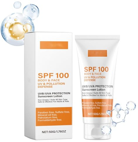 Protezione Solare 100 SPF, Crema Solare SPF 100, protezione UVA/UVB ad ampio spettro, resistente all'acqua, lozione anti-età (1)