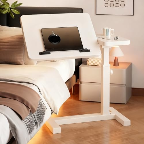 Comodino Con Ruote, Tavolo A C Regolabile In Altezza, Vassoio Porta Tv Con Piano Pieghevole E Rotelle Nascoste For Studiare, Lavorare, Giocare