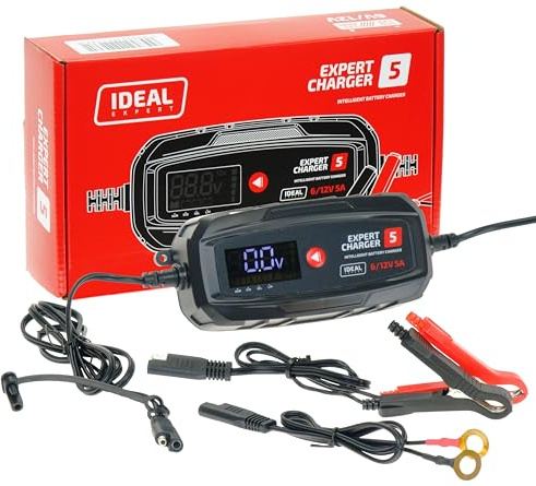 Ideal EXPERT CHARGER 5 – Intelligentes Vollautomatisches Batterieladegerät 6/12V – Schnelles Auto KFZ Ladegerät für Motorrad & Boot: 5A Ladung, AGM/GEL/LiFePO4, Erhaltung & Reparatur Bestschweissen.de