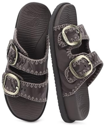 COFACE Womens Sandals Classy Buckles Cloud Cushioned Casual Slides Size 4-10