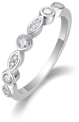 KnSam Echtes 9K/14K/18K Gold Freundschaftsringe, Unendlichkeit Partnerringe mit Moissanit, Hochzeitsring Gelbgold Au 375/585/750, Gr.47-65