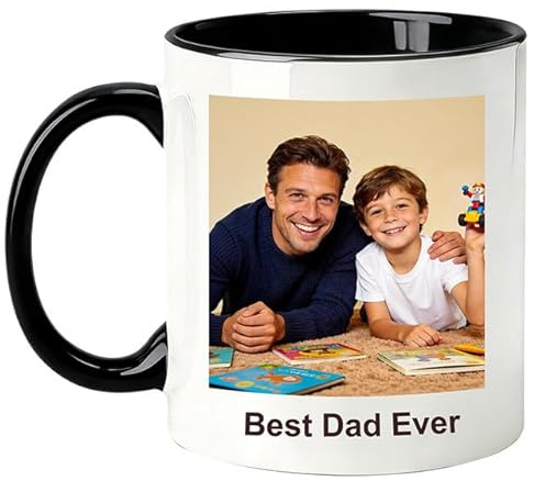 Rainsar Personalised Mug with Photo for Dad, Custom Mug with Text & Image, 11oz Ceramic Photo Mug, Gift for Father, Dishwasher Safe