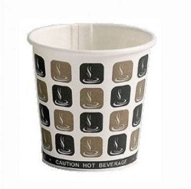 Thali Outlet® - 100 x 4oz Mocha Cafe Printed Paper Single Wall Disposable Tea Coffee Espresso Hot Drinks Cup
