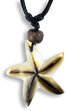 Island Piercings Halskette Anhänger mit echter Muschel Stern Handarbeit längenverstellbar N256