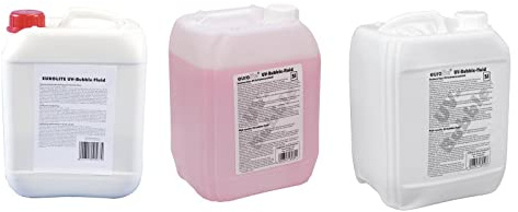 EUROLITE Set 3X UV-Seifenblasenfluid 5l gelb + rot + blau | UV-aktive Seifenblasen