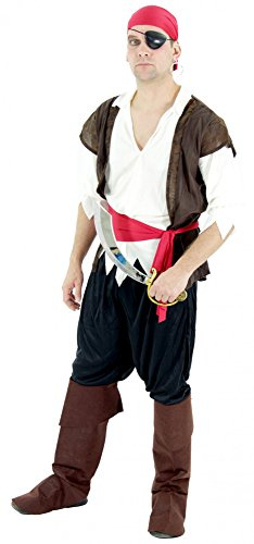 Foxxeo Piraten Kostüm für Herren mit Hose Hemd mit Weste Gürtel und Hut für Fasching und Karneval Größe M-XXL