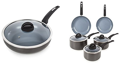 Tower Cerasure 6 Piece Pan Set with Non-Stick Inner Coating, Graphite