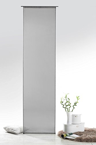 Fashion&Joy - Voile einfarbig als Schiebevorhang Ösenschal oder Schlaufenschal - 9 Farben - transparent Gardine Typ418 (Schiebegardine HxB 245x60 cm, grau)