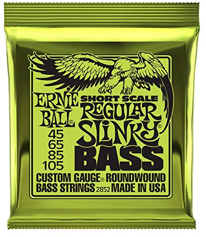 Ernie Ball Regular Slinky Short Scale E-Bass-Saiten, Nickelwicklung, Stärke 45–105