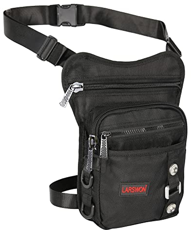 Larswon Waterproof Thigh Pack Leg Pouch Bag Panel Motorcycle Bag Black