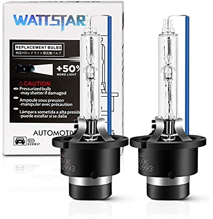wattstar D2S 4300K 35W HID Bombilla para faros delanteros, Bombillas para faros delanteros de xenón blanco cálido, IP68 a prueba de agua, Paquete de 2.