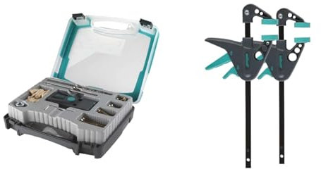 Wolfcraft 4642000 Set Undercover Jig Coffret d'assemblage discret,noir & 3455100-2 Mini Serre-joint à une Main 40-110 mm