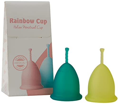 Rainbowcup Cup - Kit 2 Coppetta Mestruale In Silicone Medicale, Coppette Mestruali Morbide con Colore Variabile, Taglia 2,Made In Italy, 2 Unità
