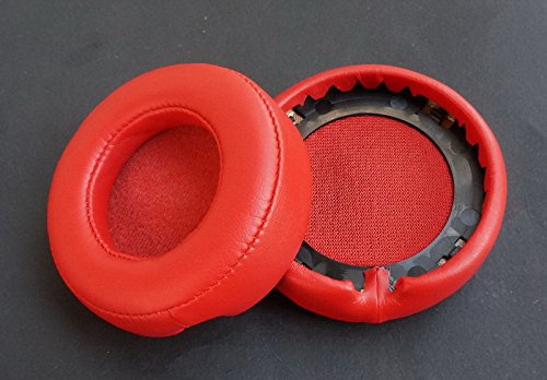 Cuscinetti auricolari in pelle per riparazione cuscini compatibili con cuffie Beats Mixr (rosso)