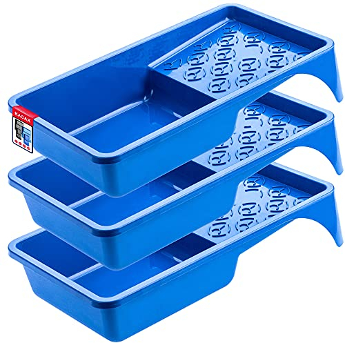 KADAX - Vaschetta per vernice, in plastica, con pratico manico piccolo, per verniciare, per pittura, accessorio leggero, per pittura, ciotola per vernice (3, blu)