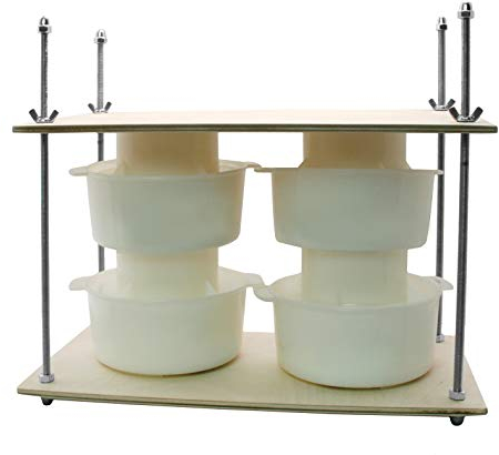 Prensa de queso de madera PetriStor para suministros para hacer queso de 40 cm (guías de metal de 33 cm de prensa de queso + 4 moldes para hacer queso de 1,2 L) Prensa Para Queso