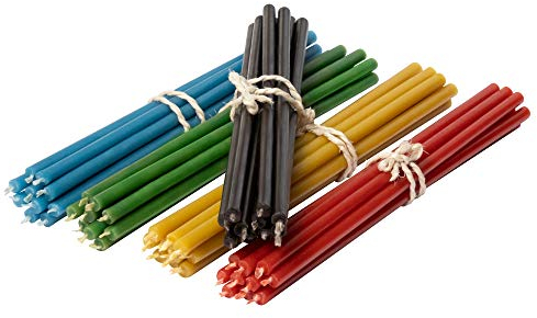Diveevo Bienenwachs Kerzen Mehrfarbiger Set - Orthodoxe Kerzen für Gebet Rituale Tischdeko - Ungiftig, Ruß - Tropffrei, Lang, Nachhaltig, 50 Stück 5 Farben, Höhe 16 cm
