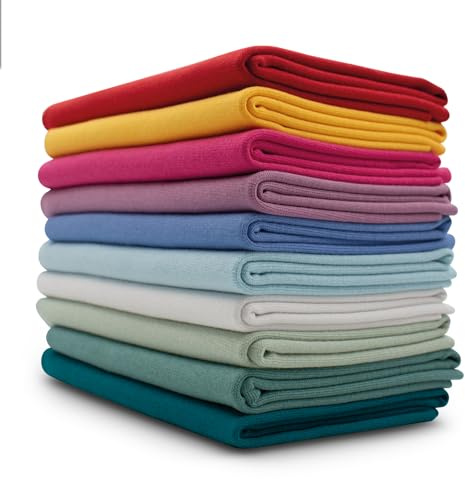 VmG-Store 10x 0,25m Bündchenstoff Set Schlauchware 70cm breit 95% Baumwolle, 5% Elasthan Auswahl Jersey (Bunt Paket 2, 10er Set)