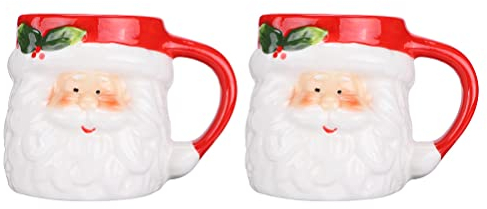 ifundom Weihnachtsdekorationen 2 Stück Weihnachten Weihnachtsmann Becher Kinder Geschenk Becher Kreative Keramik Tassen Rot