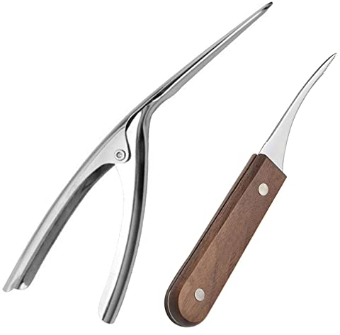 2 unidades de limpiador de camarones y pelador de camarones de Deveiner con mango de madera para pelar langostas y gambas.