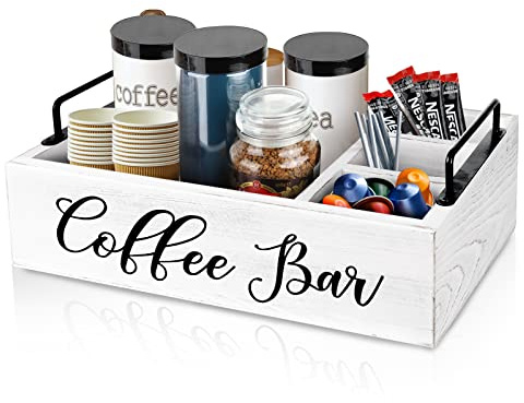 MINCORD Coffee Station Organizer Wooden Coffee Bar Organizer