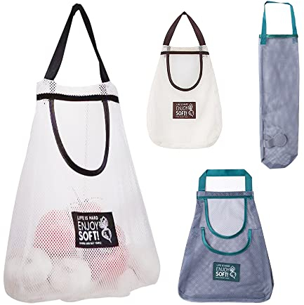 HLIWS 4 Pcs Netz Einkaufstasche, Debris Beutel,Portable Einkaufsnetz Tasche,Waschbar Netzbeutel Für Einkaufen, Obst,Gemüse Lager(2 Farben)