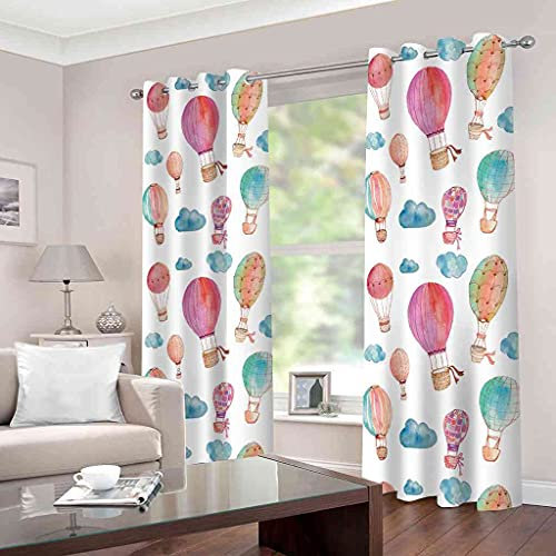 JGCAI Vorhang Blickdicht Gardinen Wolke Heißluftballon Sonnenschutz Schallschutz Mit Ösen Fenstervorhang Für Schlafzimmer Wohnzimmer Kinderzimmer Küche Modern Verdunklungsvorhänge 140x160cm