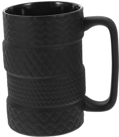 Veemoon Tire Mug Ceramic Wheel Coffee Cup Large Capacity Tire Mug for Men Woman Office Home Car Lovers Driver 4.91x4.32inch Black