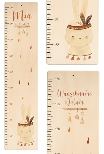 KIDSMOOD - Messlatte für Kinderzimmer Personalisiert, 70-140 cm - Messlatte Kinder Holz personalisiert Mit Namen für Baby- & Kleinkinderzimmer - Individuelles Geschenk für Kinder und Babys zum Geburt