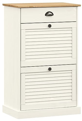 vidaXL Schuhschrank VIGO 60x35x96 cm Weiß Massivholz Kiefer
