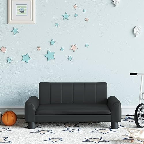 INLIFE Kindersofa Schwarz 70x45x30 cm Kunstleder,6,2 KG,3196274