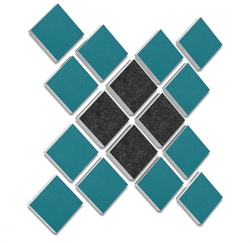 platino24 Akustikpaneele 16 Elemente 3D-Set Colore Quadrat 27,5 x 27,5 cm Multicolore I Schallabsorber aus Basotect G+ mit Akustikfilz I Schalldämmung Wand & Decke I Akustikelemente Wandpaneel