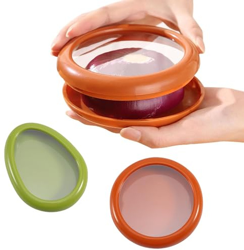 LINXIU Obst-Gemüse-Sparer Avocado Keeper Zwiebel Aufbewahrungsbehälter Vorratsbehälter Wiederverwendbare Kühlschrank-Aufbewahrungsbox Frischhaltedosen 2 Stück