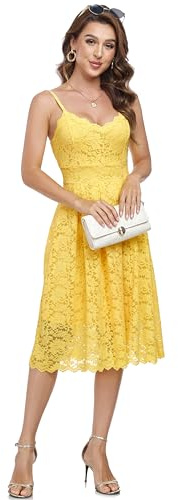 Atnlewhi Robe vintage sans manches pour femme - Col en V - Longueur genou - Robe de cocktail élégante