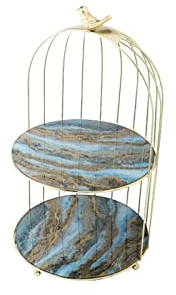 Alzata per Torta Vassoio da tavolo creativo da dessert Piatto da torta in vetro temperato a doppio strato dorato Portaoggetti Ornamenti decorativi Piatto da torta rotondo Alzata per Dolci(B,L)