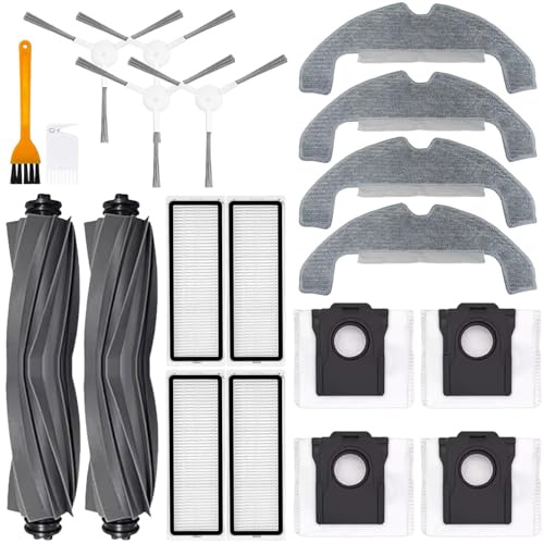 Kit d'accessoires de rechange compatibles avec Dreame D10 Plus Gen 2/RLD32GD Robot Aspirateur Pièces 2 brosses principales, 4 brosses latérales, 4 filtres HEPA, 4 chiffons serpillères, 4 sacs à