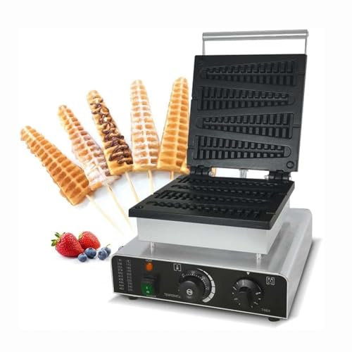 MVXBICIA Gaufrier en fonte commerciale – Revêtement en téflon anti-adhésif avec contrôle de la température et minuterie, moule en pin pour appareils ménagers de cuisine