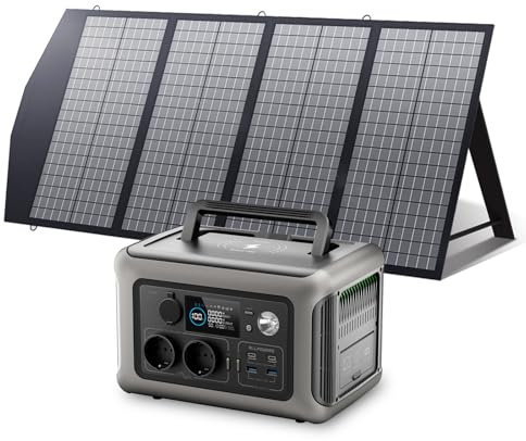 ALLPOWERS Solargenerator R600 mit 140W Solarpanel, 299WH LiFePO4 Batterie, 2x 600W (1200W Spitze) AC Ausgang Tragbare Powerstation, Mobile Stromversorgung für Garten Reise Camping Wohnmobil Notfall