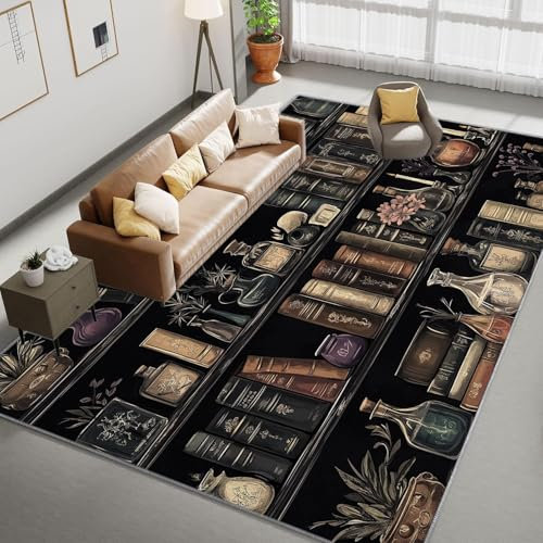 Generico Tappeto 160 x 230cm Vecchia libreria vintage Tappeto Salotto - Tappeto Lavabile per Soggiorno Tappeto a Pelo Corto Tappeto per Camera Tappeto Antiscivolo Tappeto per Sala da Pranzo Tappeto