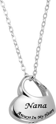 sourcing map Heart Cremation Necklace for Ashes, Urn Ash Memorial Cremation Necklaces Waterproof Keepsake Pendant with Funnel Kit & Bag for Ashes of Loved Ones (Silver Tone)