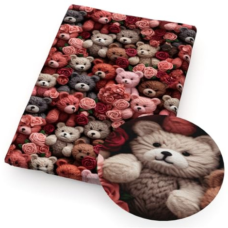 BrightGlow Gedruckt Stoff Meterware Vintage Blume Stoff zum Nähen Baumwollstoff mit Katze Dekorationsstoff 3D Blumen Gedruckt Stoff Modestoff Kostümstoff für DIY Handgefertigte Nähen 81# 100X145cm