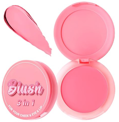 3 In1 Cream Blush, Multi-Use Blush Powder For Cheeks Lips Eyes, Waterproof Long Lasting Rouge, Lipstick Blusher, Long Lasting Waterproof Lightweight Blusher For Nature Look