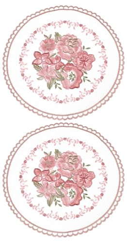 QUARKZMAN 2 Pezzi Tovagliette Retrò in Pizzo, Centrini All'uncinetto Francesi Rotondi Ricamati Sottotazza Tovaglietta per Tavolo da Pranzo Cucina Feste 27x27cm, Polvere di Rosa