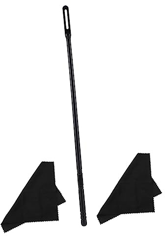 Flötenreinigungsstab 1 Satz, Schwarz, Satz mit Tuch für Piccolo | Kunststoff und Stoff, Schützt vor Kratzern, zum Reinigen und Pflegen von Flöten, Zubehör