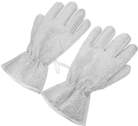 HOMOCONO Cleaning Gloves Dishwashing Gloves Five-finger Silver Wire Waterproof Heat Resistant Oil Removal Household Medium Size