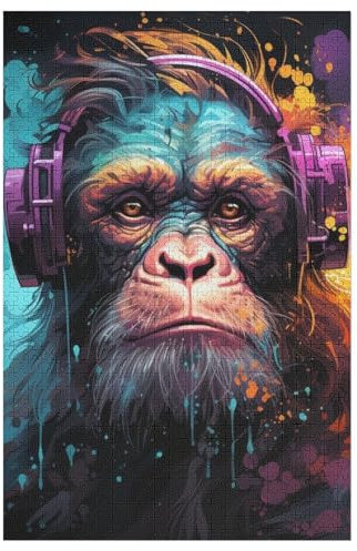 Gorilla Puzzles 1000 Teile Für Jugendliche Kreatives Holzpuzzlespielzeug Familienspiel Schwierigkeitsgrad Herausforderungspuzzles （78×53cm）