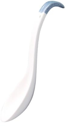 Mikinona Japanese Style Ceramic Ladle Serving Spoon Cutlery for Home Restaurant Hotel Ceramic Flatware for Soup Rice Sauce