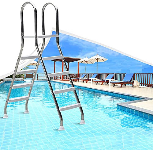 Scala per piscina fuori terra, gradini in acciaio inox, doppia faccia con pedali antiscivolo in ABS, gradini per interni ed esterni