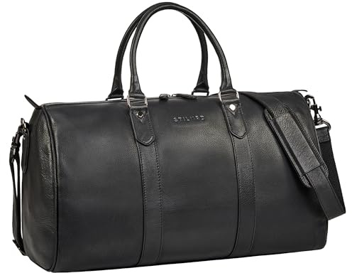 STILORD 'Santiago' Vintage Reisetasche Leder Herren & Damen Weekender zum Umhängen - Kleine Handgepäck Tasche Echtleder Sporttasche 28L Travel Bag für Kurztrip & Business, Farbe:schwarz
